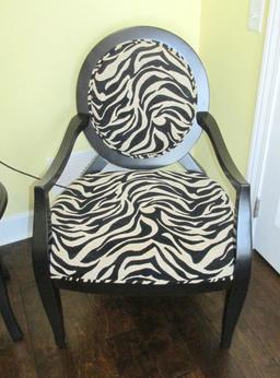 Pair Of Zebra Upholstered Chairs With Round Table