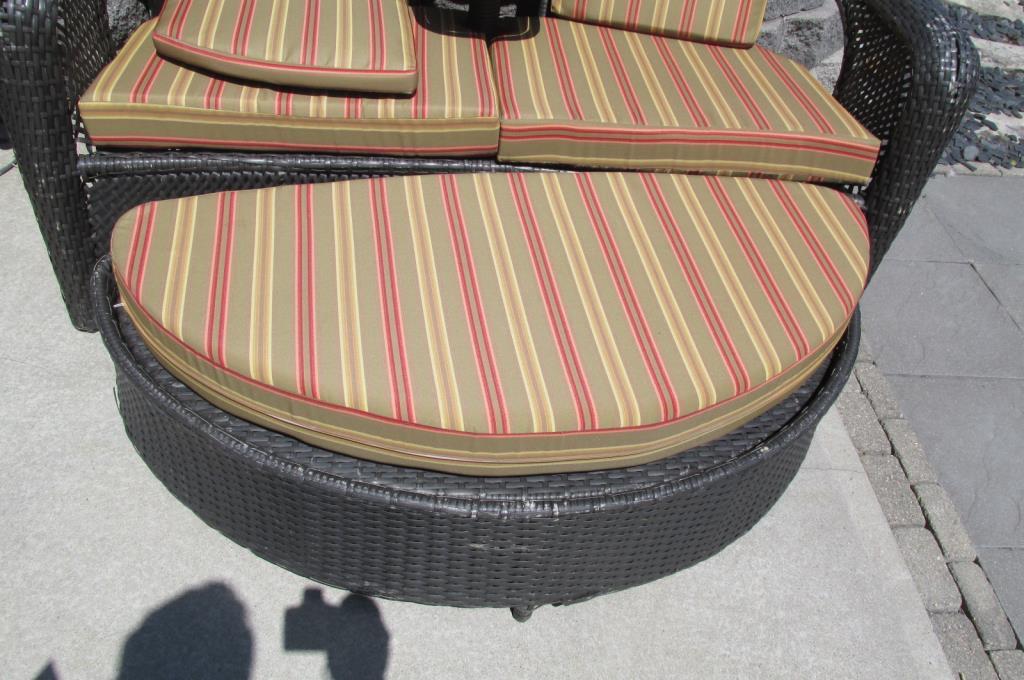 Wicker Patio Loveseat & Half Moon Ottoman