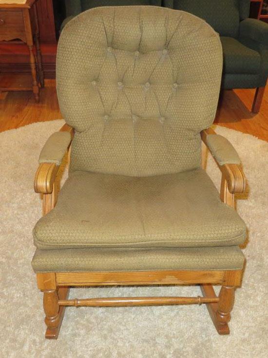 Upholstered Oak Rocker - LR