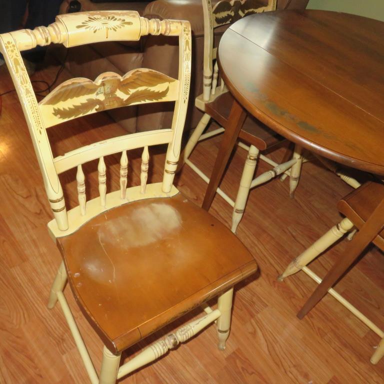 Wood Drop Leaf Table & (4) Chairs - LR