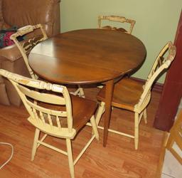 Wood Drop Leaf Table & (4) Chairs - LR