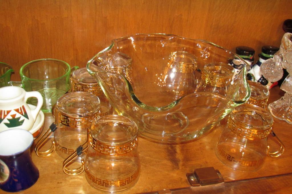 Depression Glass, Punch Bowl, & Servingware
