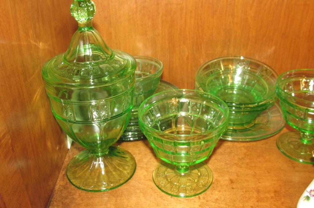 Depression Glass, Punch Bowl, & Servingware