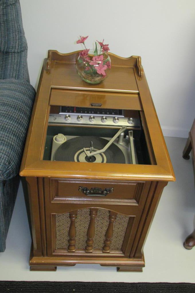 Matching Side Table, Record Players, & Record Holder