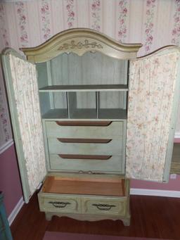 Antique Double Wardrobe With Connecting Desk - M