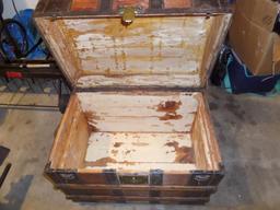 Antique 1800s Victorian Wood Steamer Trunk  - C