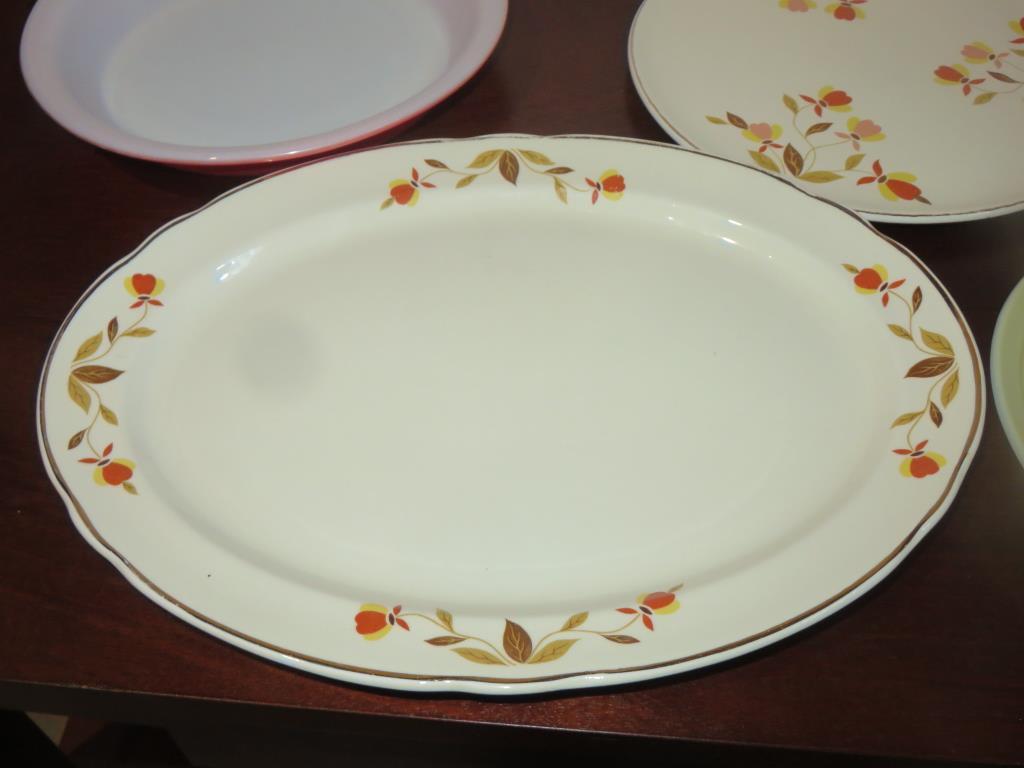 Hall Dishware, Pyrex Pie Pan, & A Platter - W