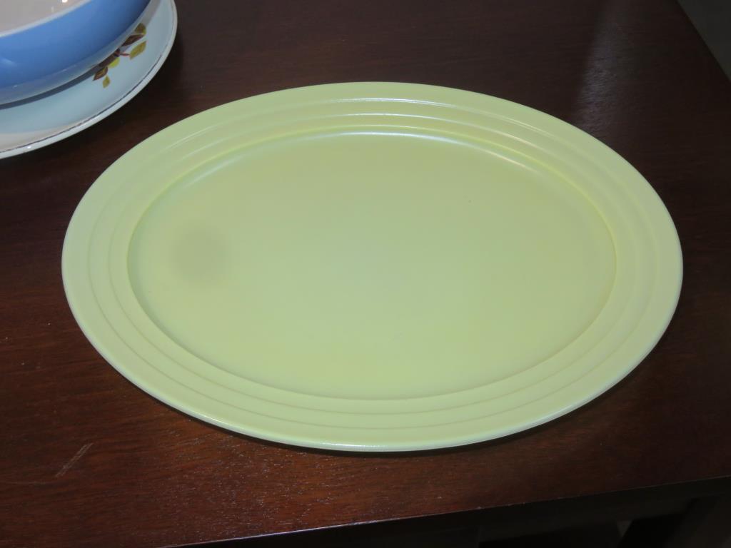 Hall Dishware, Pyrex Pie Pan, & A Platter - W