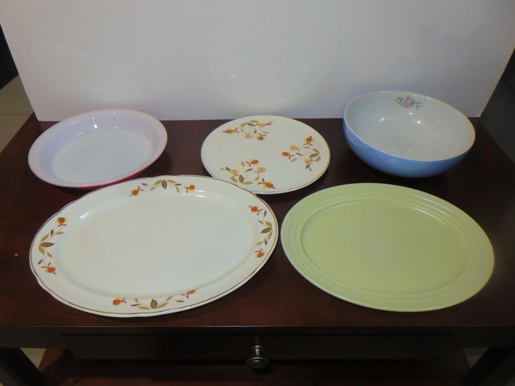 Hall Dishware, Pyrex Pie Pan, & A Platter - W