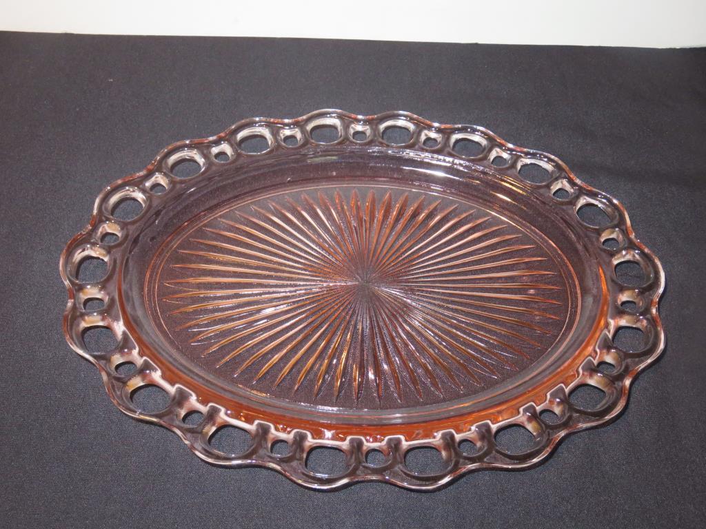 (16) Piece Matching Pink Depression Glass Serving Set - W