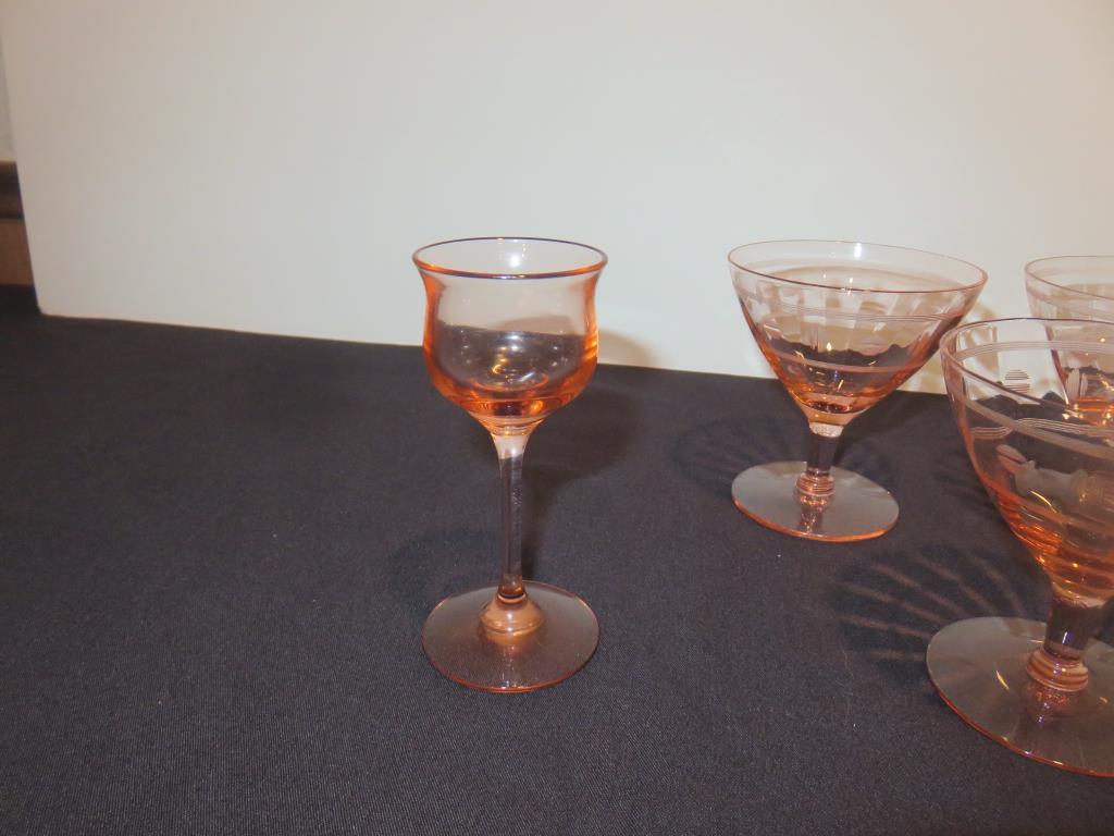 (12) Piece Pink Glassware - W