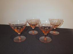 (12) Piece Pink Glassware - W