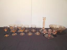 (12) Piece Pink Glassware - W