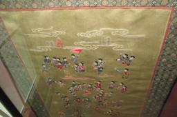 Decorative Framed Oriental Embroidered Tapestry - M