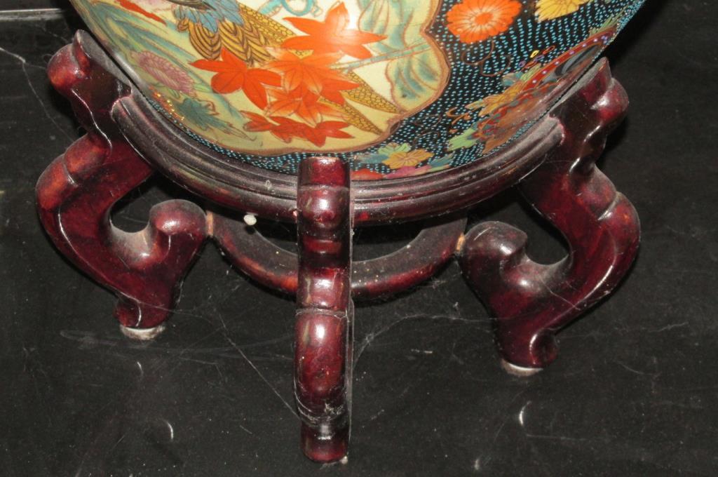 Hand Painted Oriental Fishbowl Planter  - M