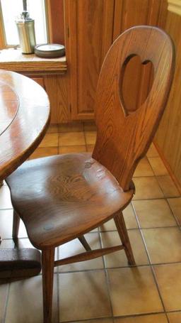 Solid Oak Table & (4) Chairs - K