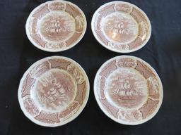 4-Piece Brown "Fair Winds" Dinner Plates - DR