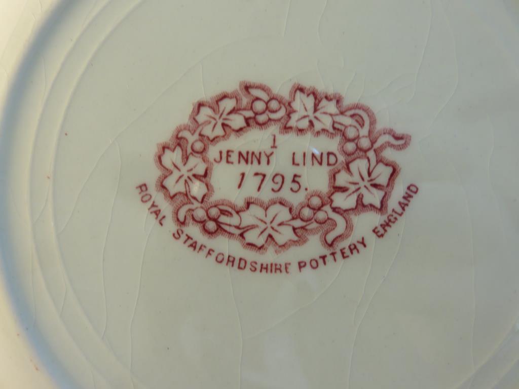 35-Piece Red Jenny Lind Royal Staffordshire Pottery China Set - DR