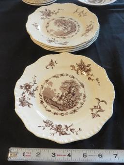 (12) Mason's "Watteau" China Plates & Saucers - DR