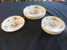 (12) Mason's "Watteau" China Plates & Saucers - DR