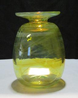 1993 Brian Lonsway Signed Yellow Glass Vase - K