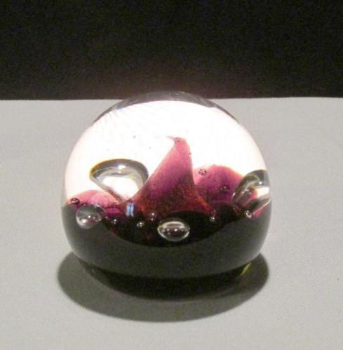 Caithness Miniature Moon Flower Marked Glass Paperweight - K
