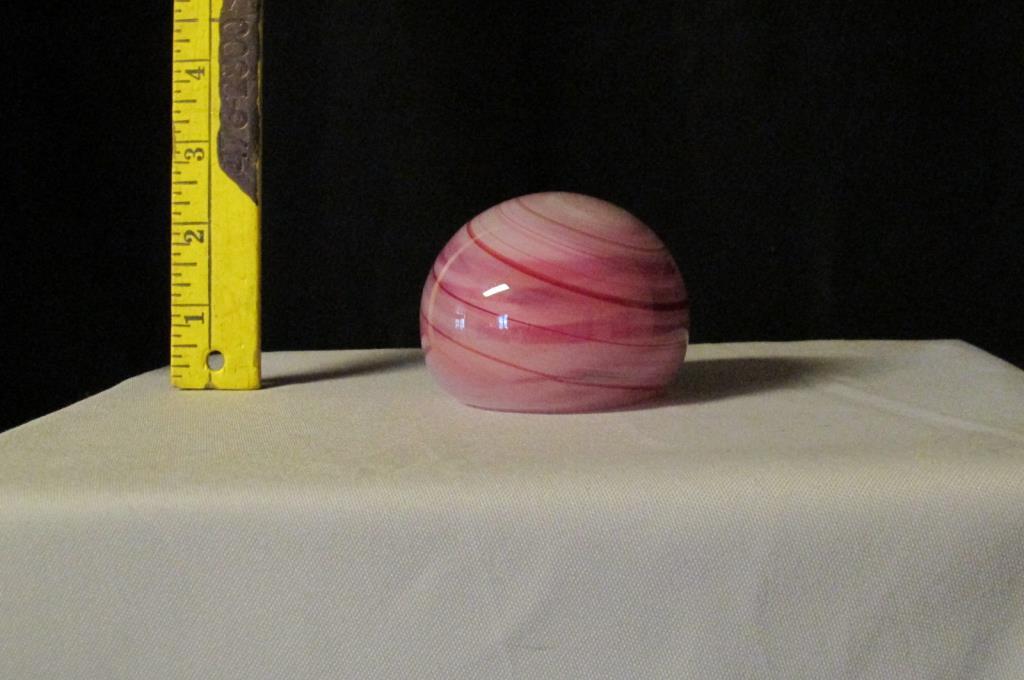 1993 Signed Lonsway Pink Marble Glass Paperweight - K