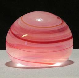1993 Signed Lonsway Pink Marble Glass Paperweight - K