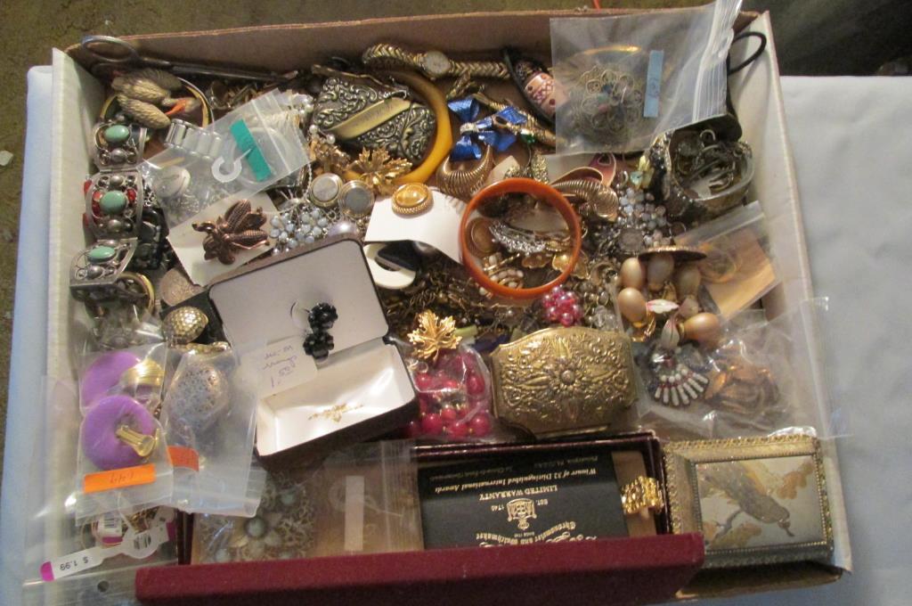 Flat Of Costume Jewelry, Jewelry Boxes, & Misc.