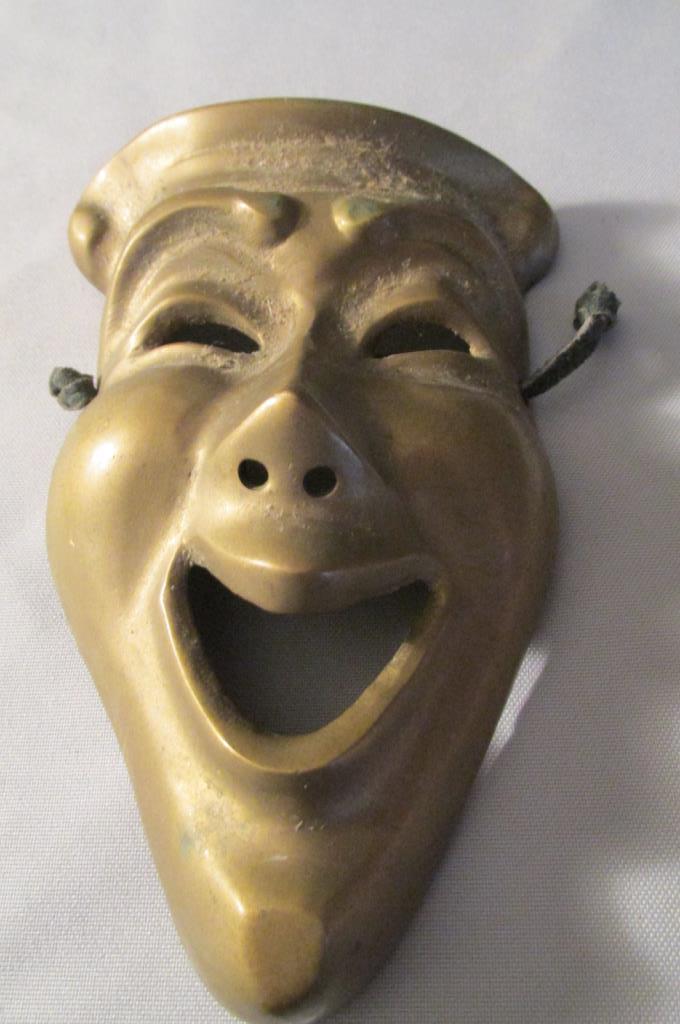 Cast Iron Lion Bank, Brass Mask, & Horse