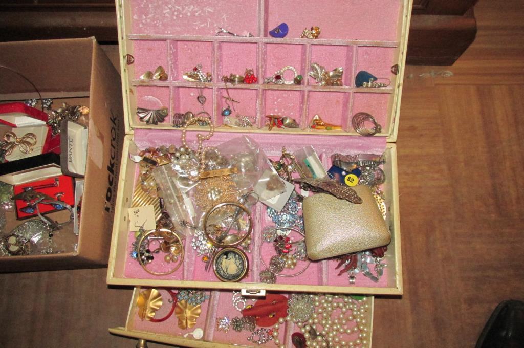 Costume Jewelry Clock & Misc.