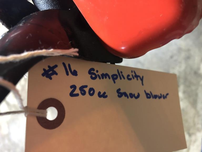 Simplicity 250 CC Snow Blower