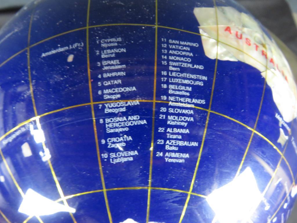 Blue Lapis Ocean Table Top Gemstone Globe