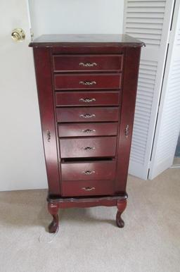 Dark Wood Finish Jewelry Cabinet - B2