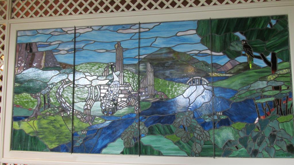 Large Leaded Stain Glass Landscape - R