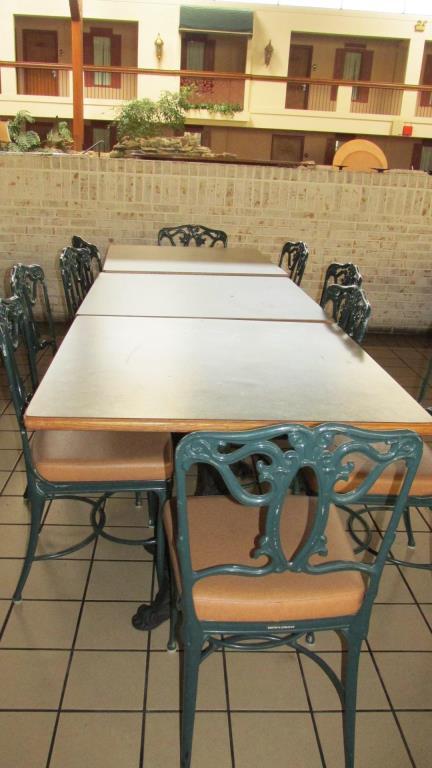 (10 Chairs With (3) Cast Iron Base Tables - A