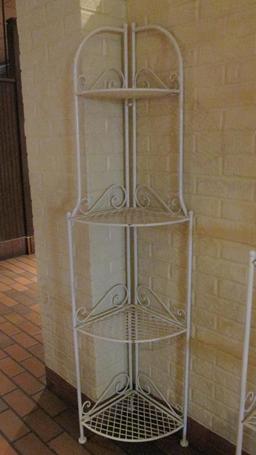 Set Of (3) White Painted Metal Baker Racks - R