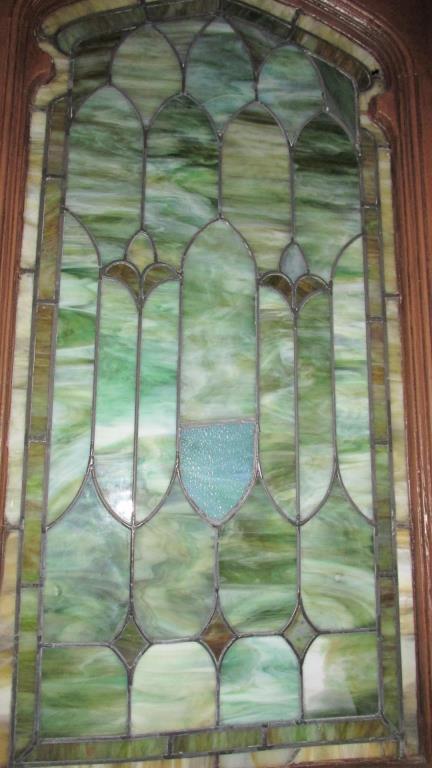 Pair Of Antique Wood Doors With Leaded Stained