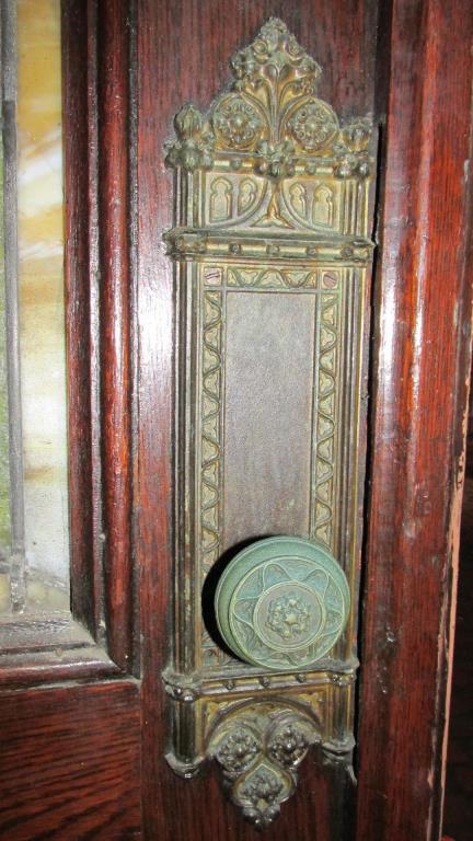 Pair Of Antique Wood Doors With Leaded Stained