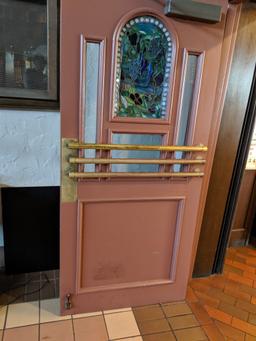 (2) Wood Doors with Stained Glass Inserts