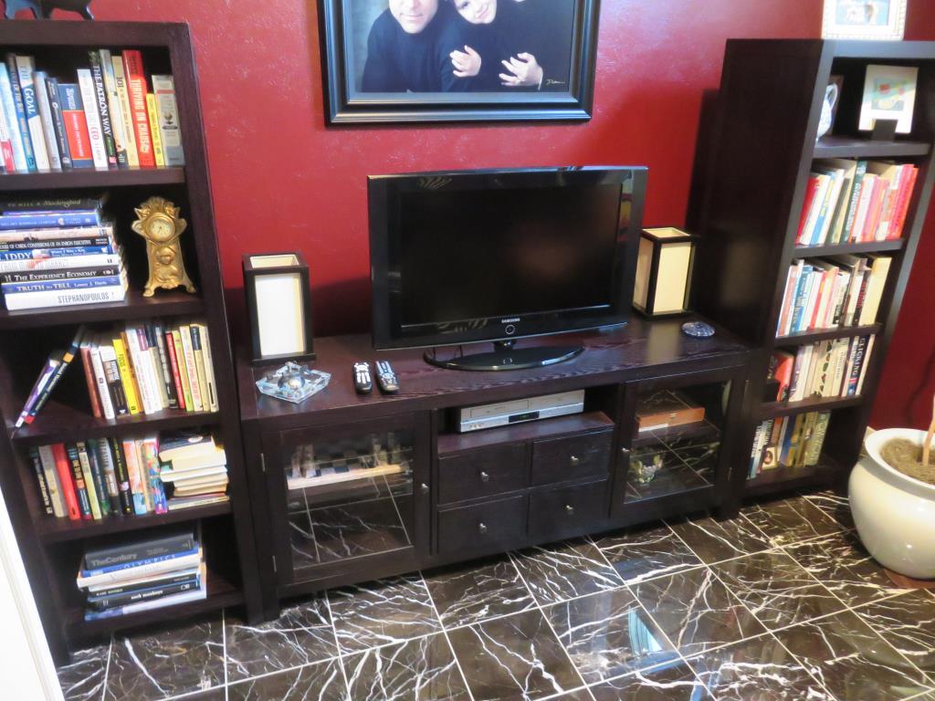 Large TV Unit Bookcase, Contents & TV Not Included