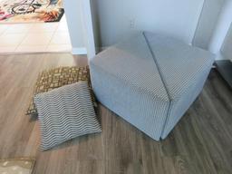 Pair Of Triangular Ottomans With Pillows