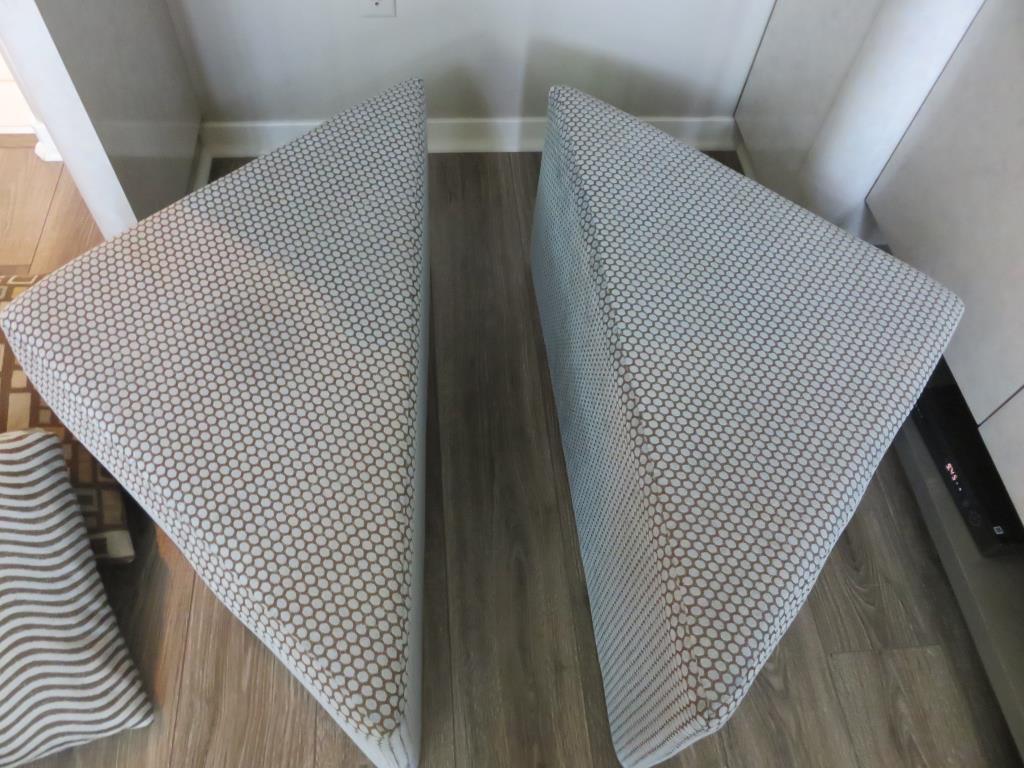 Pair Of Triangular Ottomans With Pillows