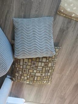 Pair Of Triangular Ottomans With Pillows