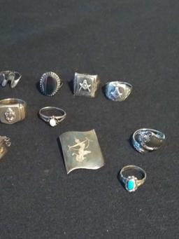 DR- Lot of Sterling Silver, Turquoise, Vintage, Mason's, USN Jewelry