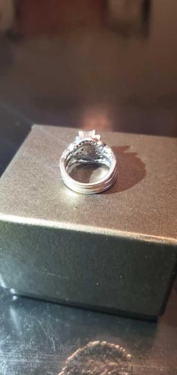 Wedding/Engagement Bridal Set Diamonds 14 KT White Gold Ring