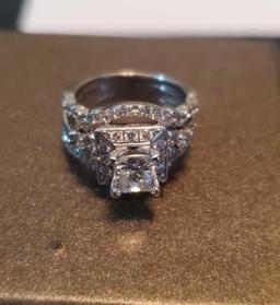 Wedding/Engagement Bridal Set Diamonds 14 KT White Gold Ring