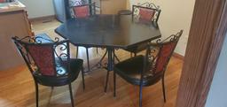 K- Embossed Black Octagon Table & 4 Chairs