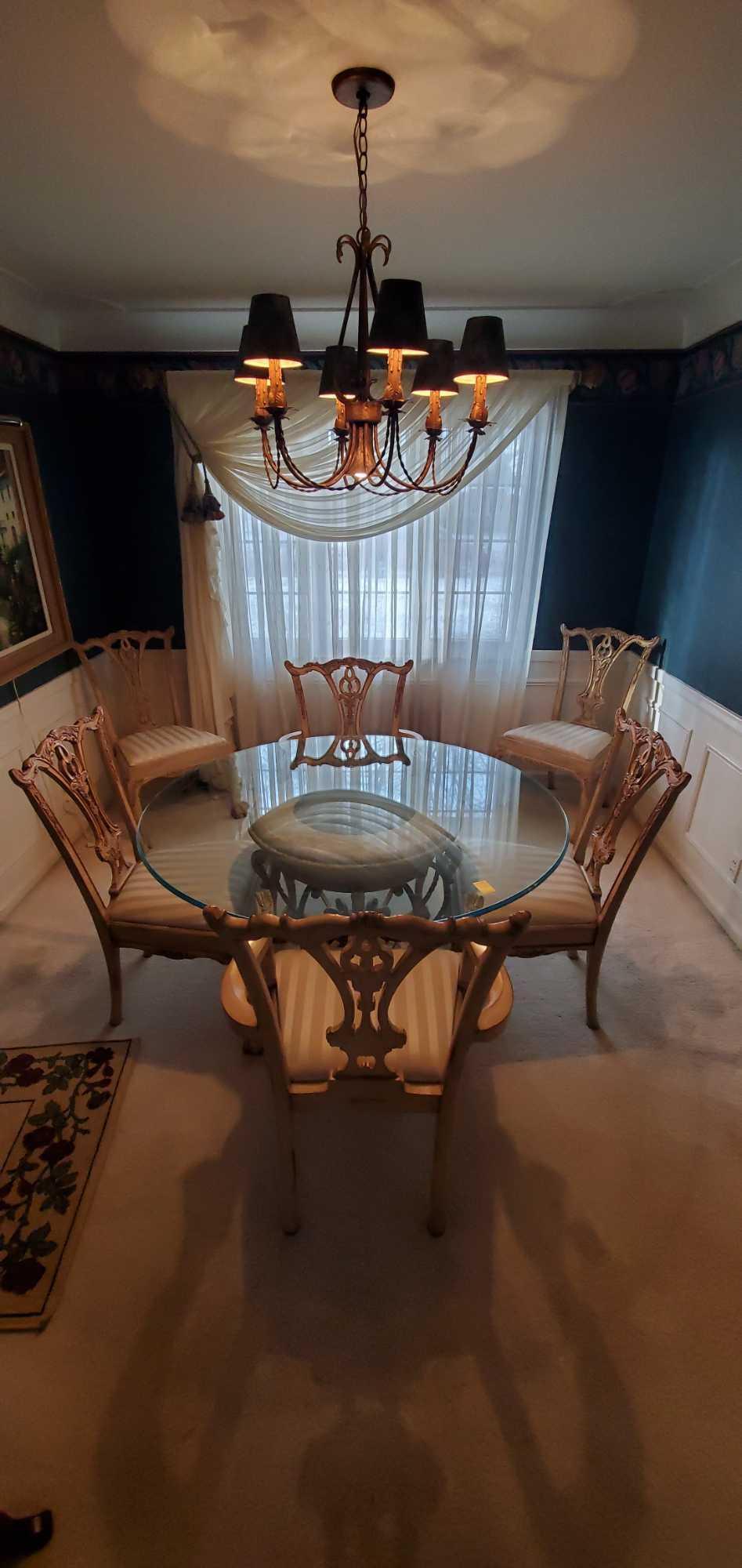 Dining- Glass Top Table with (6) Chairs