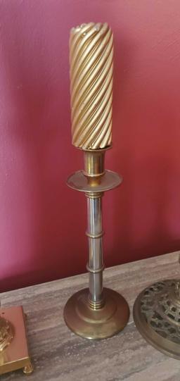 L- Candlesticks, Pillar, Brass Mortar & Pedestal